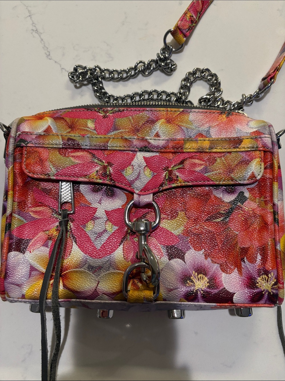 Rebecca Minkoff Floral Leather Mini Crossbody in Pink, Yellow & Purple - Picture 2 of 7